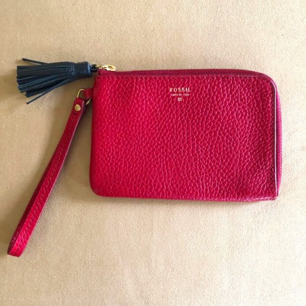 Fossil Red Tara Tassel Wristlet